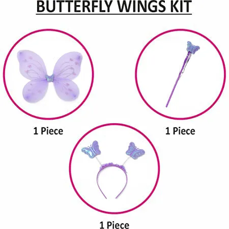 Babymoon Butterfly Fairy Angel Costumes Baby Wings Photography Props - Set of 3 | 6 Month To 10 Years | Purple