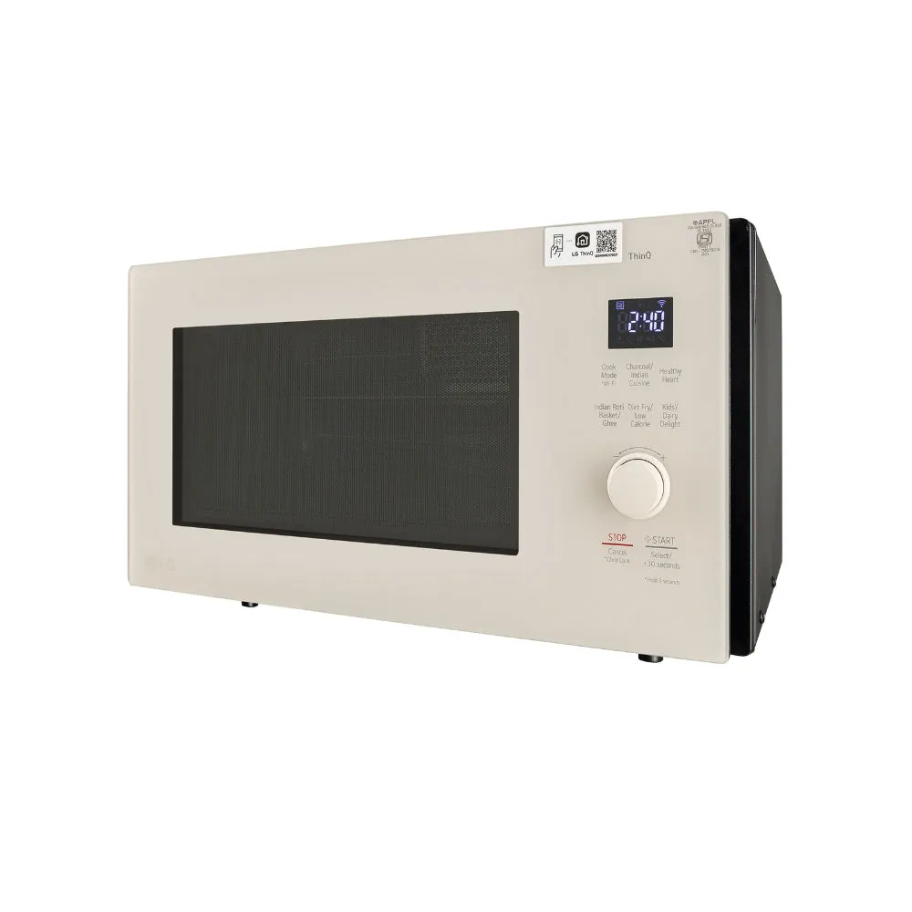 LG MJEN286UBW 28 L Charcoal Convection Microwave Oven | Wi-Fi Enabled, Diet Fry, 360° Rotisserie, 301 Auto Cook Menus, Mist Beige