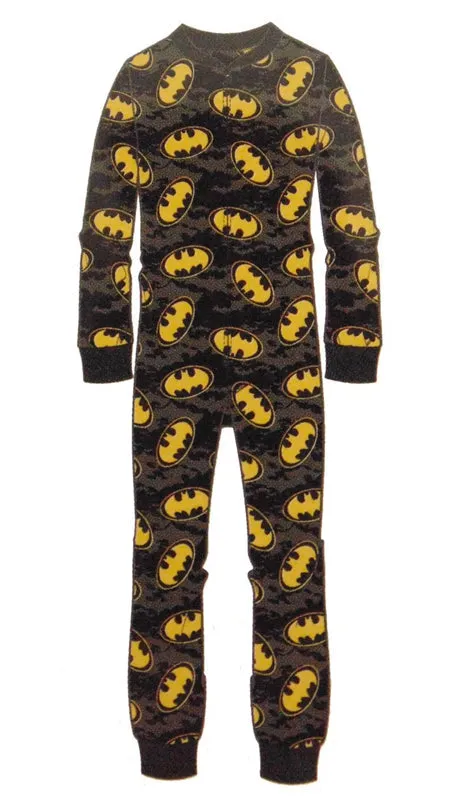 Men's Batman Reverse Shield Blanket Sleeper One Piece -Closeout