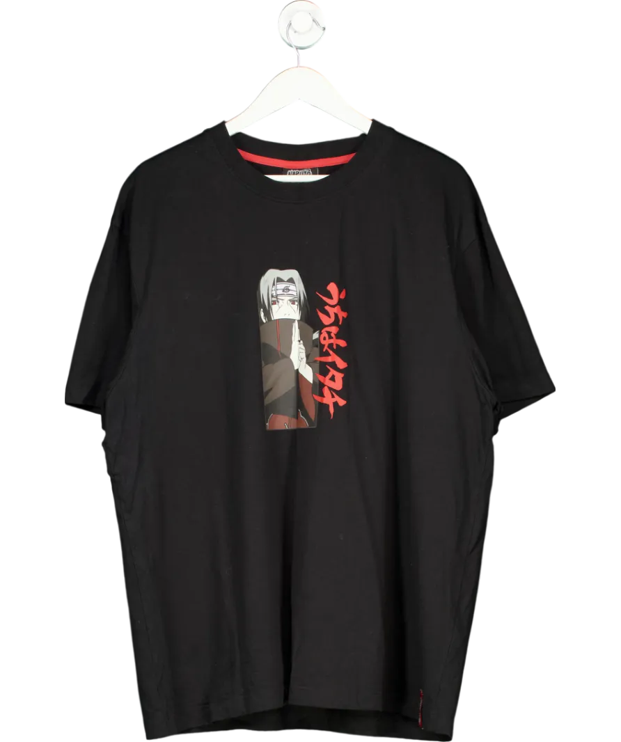 Naruto Shippuden Black Printed Loose Fit T-shirt UK XXL