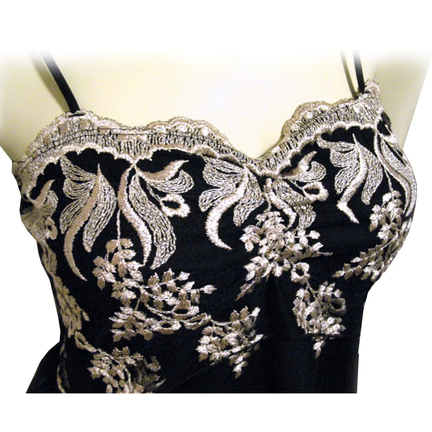 New Y2K Gold Floral Black Babydoll Top Tank Cami Made USA Whimsigoth Fairy Goth